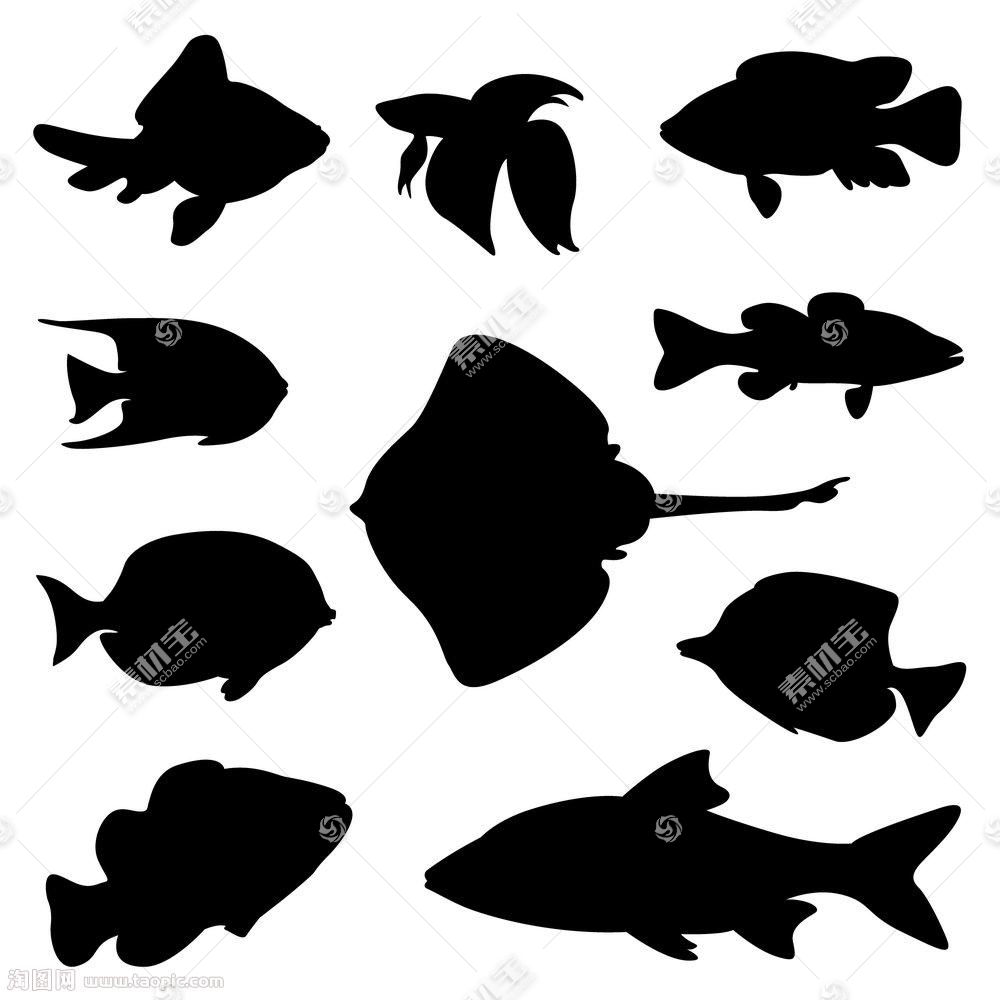 鱼类动物剪影矢量图片 图片id 陆地动物 生物世界 矢量素材 素材宝scbao Com