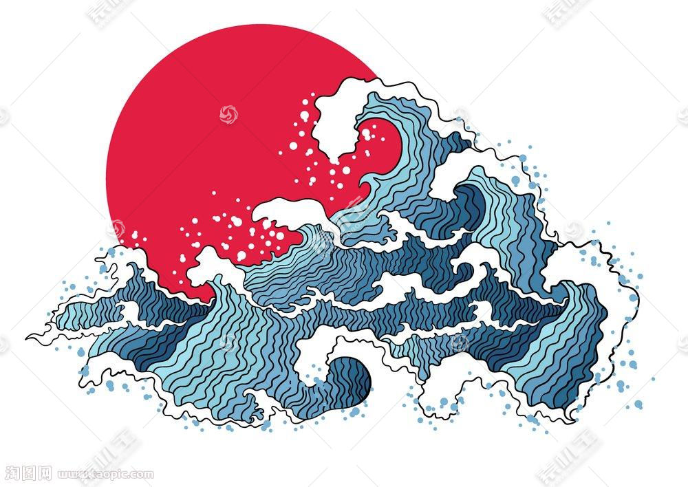 日本海上红日卡通画图