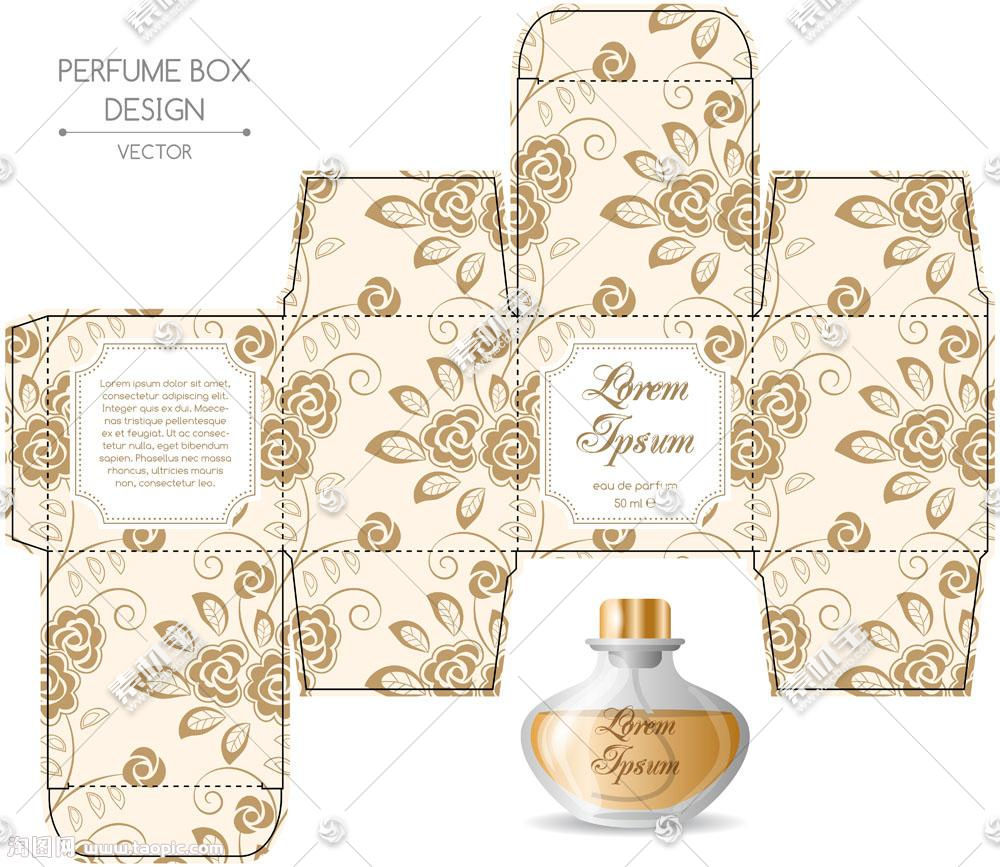 米黄色玫瑰花香水包装设计矢量图片 图片id 5944 包装设计 广告设计 矢量素材 素材宝scbao Com