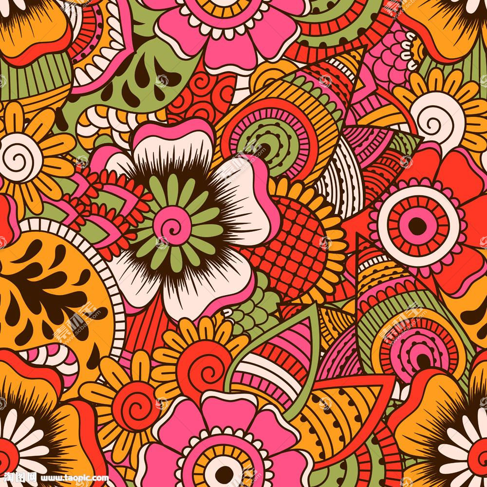 彩色花朵花纹时尚背景图片